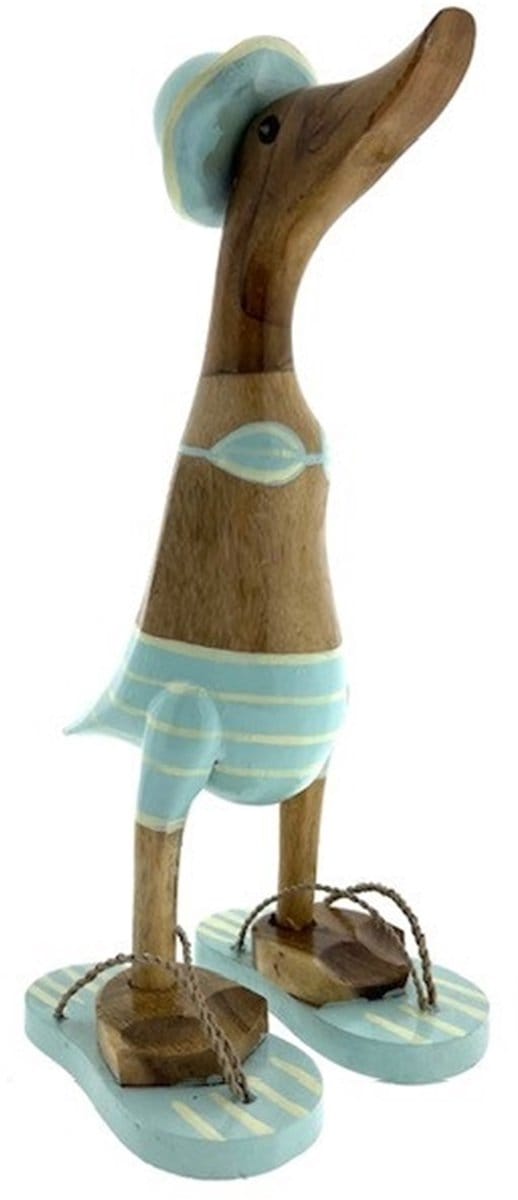 Houten eend Stana S lichtblauw streep