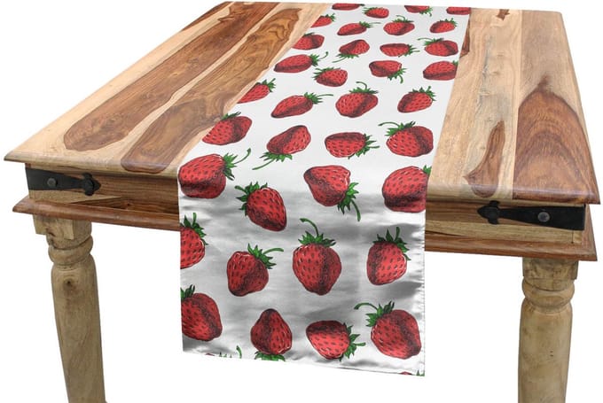 ABAKUHAUS – rood-groene tafelloper – 40x180 cm – polyester
