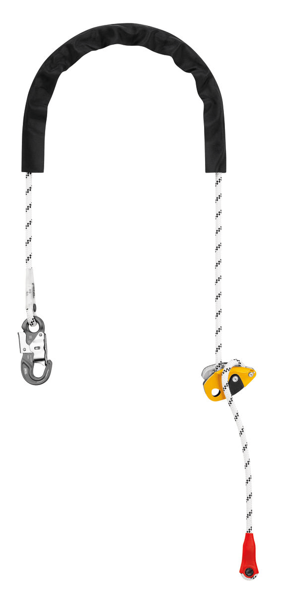 Petzl Grillon Hook 4 m Wit/Geel – Verstelbare positioneringslijn met HOOK-connector