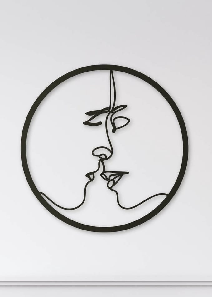 Wanddecoratie | Kissing couple in circle - L (60x60cm)