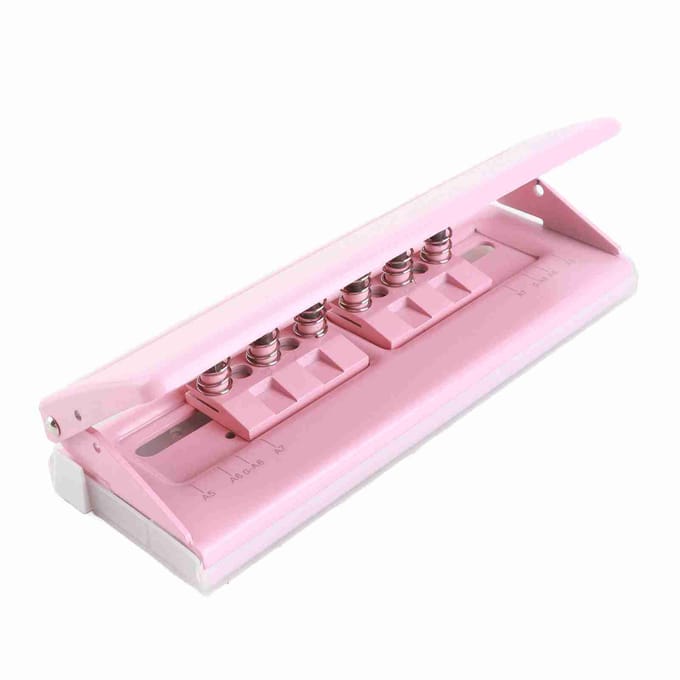 6 Gaats Perforator Roze Anti-Slip Metalen Structuur Verstelbare 6 Gaats Afstand Papier Inbinden Planner Inzetstukken Perforator white