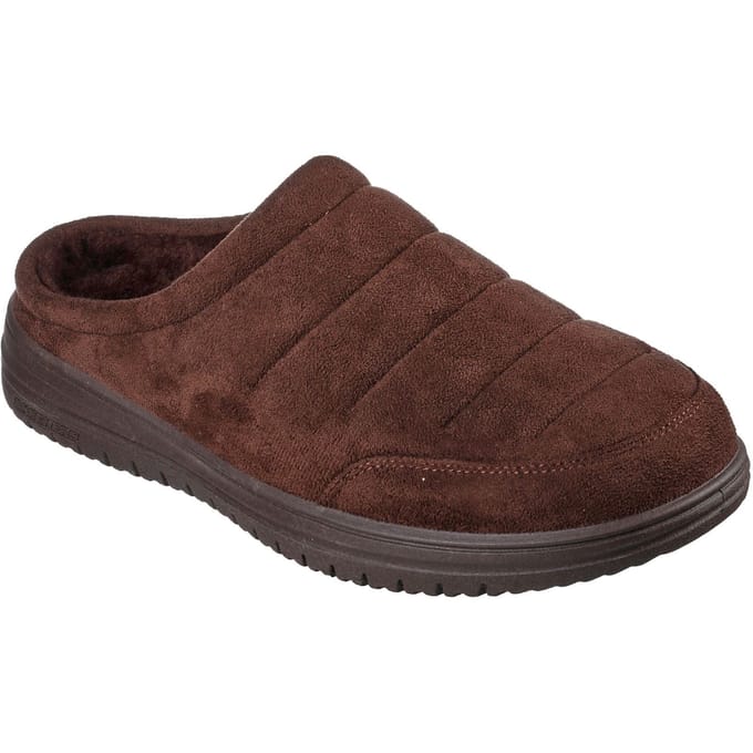 Skechers Relaxed Fit: Murette Garvanza Heren Muilen Van Microvezel In Chocoladebruin
