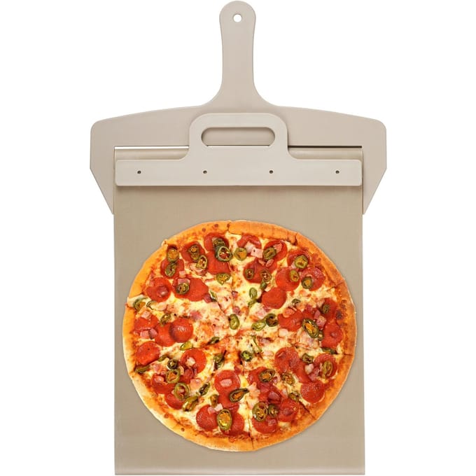 Pelle à pizza coulissante portable Pelle à pizza coulissante Palette à pizza coulissante Palette spatule antiadhésive avec tissu haute température beige