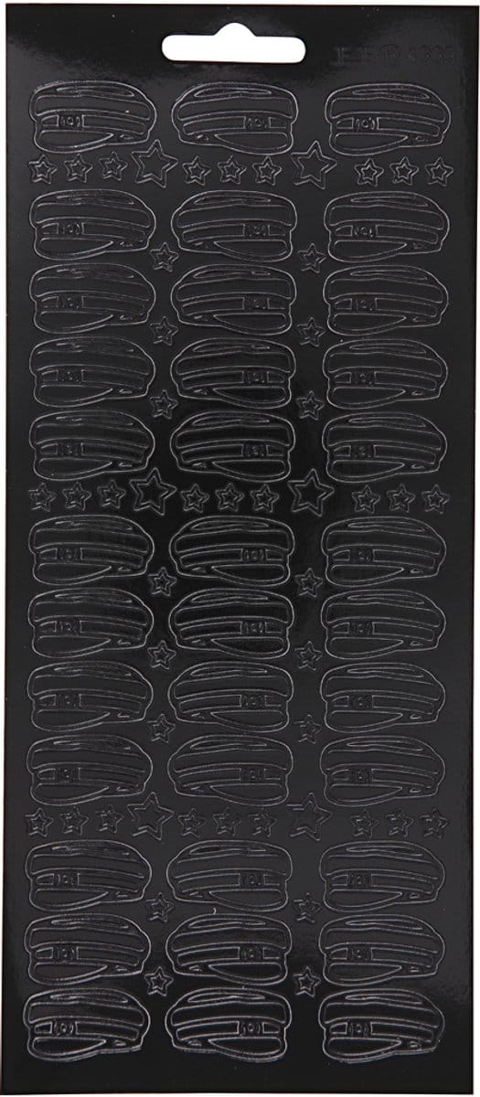 Stickers, hoed, vel 10x23 cm, zwart, 1 vel