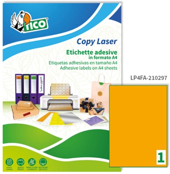 Tico LP4FA-210297 etiket Rechthoek Permanent Oranje 70 stuk(s)