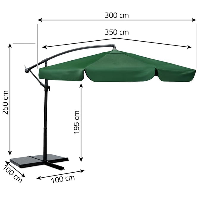 Opvouwbare tuinparasol, 6 segmenten, 350 cm, met hoes Plonos PL-880