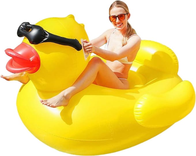 Opblaasbare Eend - Zwemband Eend - Waterpret - Versterktenaden - 180 cm lang - Geel