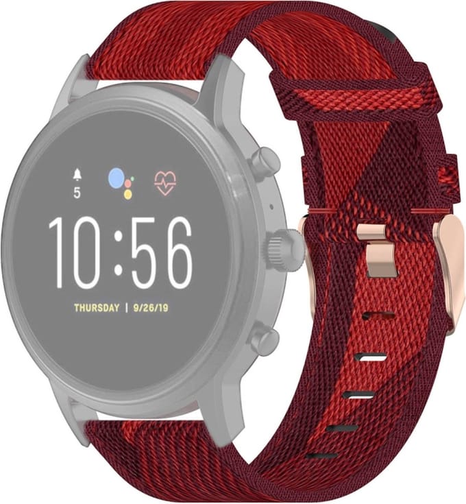 Nylon bandje - geschikt voor Fossil Gen 5 / 5E / 6 - rood