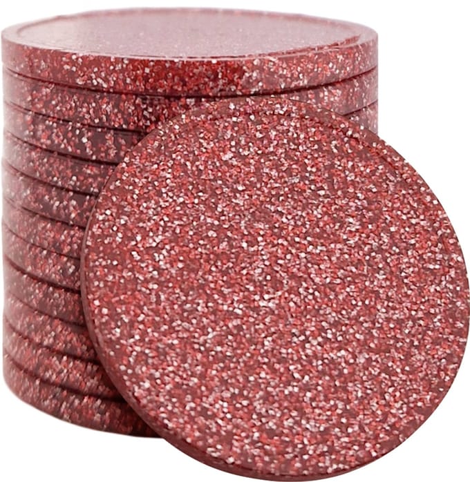 CombiCraft blanco glittermunten 29mm rood - per 100 stuks