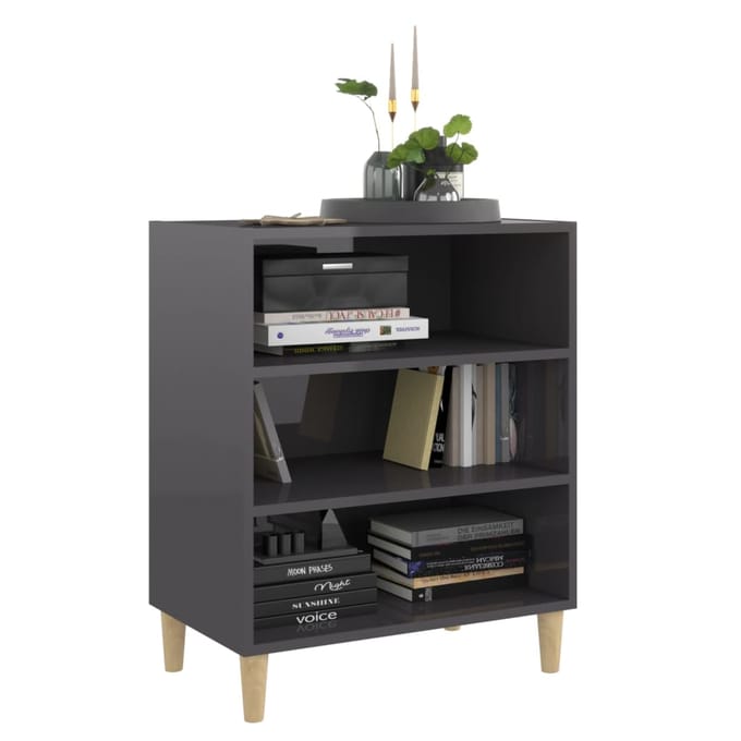vidaXL - Dressoir - 57x35x70 - cm - spaanplaat - hoogglans - grijs