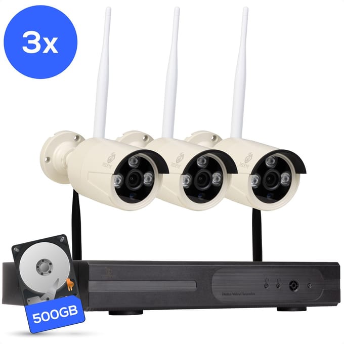 Teceye Bullet Beveiligingscamera Buiten met Recorder - Draadloze Buitencamera - 2 Camera - 500GB Opslag