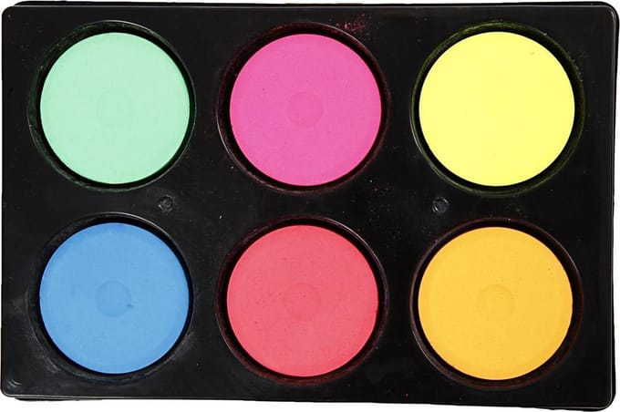 Waterverf, d: 44 mm, h: 16 mm, 1 set, neon kleuren