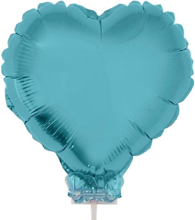 2 - folie - miniballon - hart - blauw - 28cm - 2 - stuks - babyshower - geboorte - doop