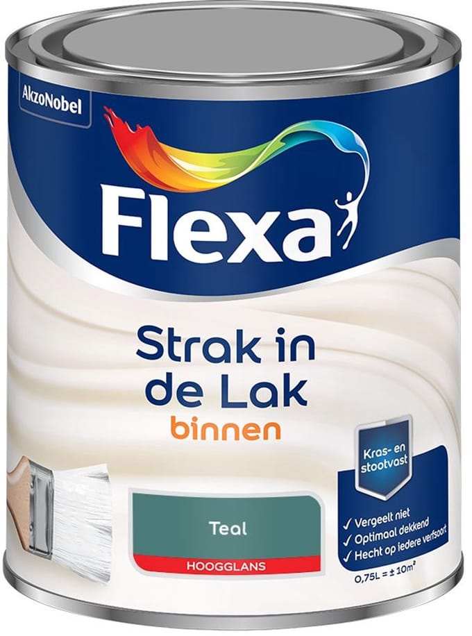 Flexa - Strak In De Lak Binnenlak Hoogglans - Teal - Mengverf - 750 Ml