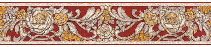 Rood klassiek behangrand vintage bloemen 340783
