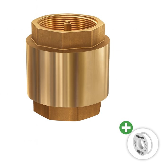 Deltaline - 1 1/2" Terugslagklep met messing insert - keerklep - 2x binnendraad - 44,8 mm - 18bar - Incl. PFTE Tape