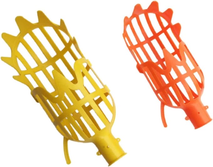 Fruitplukker Set - Oogstgereedschap Plukmand - Fruit Oogsten - Verstelbare Lengte - 2 Stuks - Oranje Geel