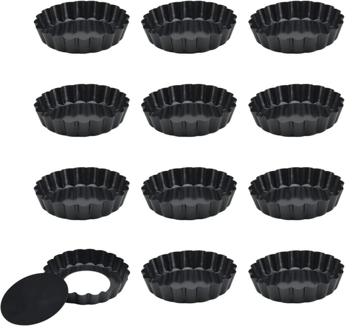 12 Mini Taartvormpjes 10 cm - Ronde Geribbelde Quicheblikken zonder Merk
