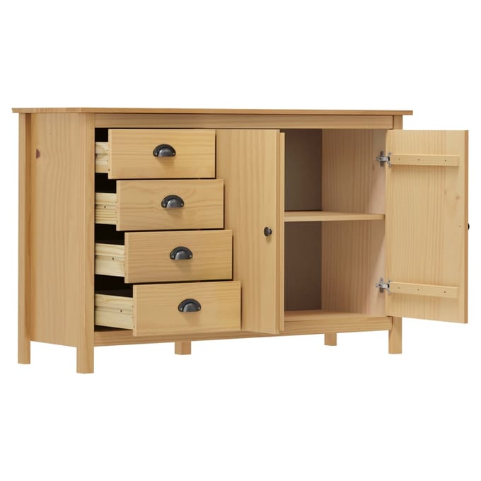 vidaXL - Dressoir - Hill - 130x40x80 - cm - massief - grenenhout - honingbruin