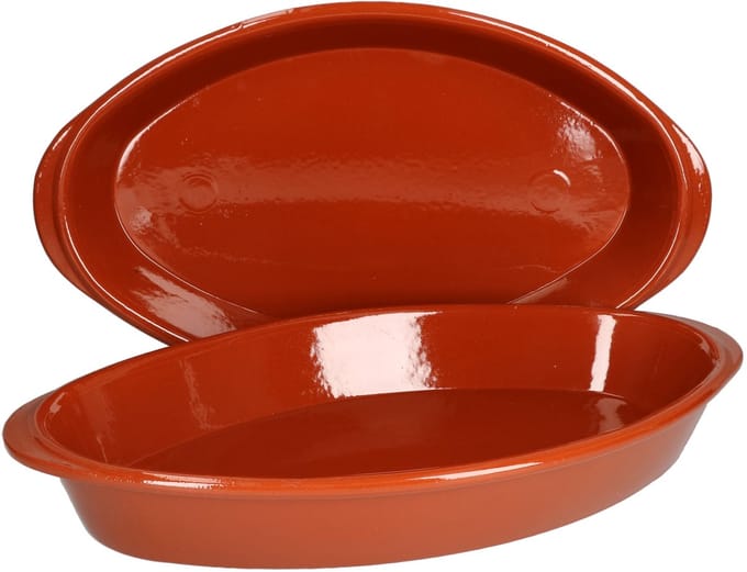 Set van 2 ovale ovenschalen Boris klei 39x23cm L - 99518