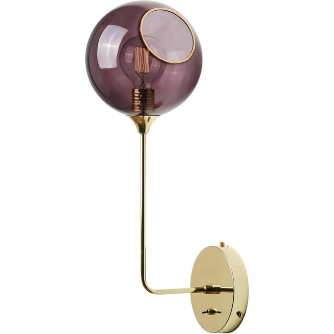 DESIGN BY US Ballroom Long wandlamp, paars, glas, handgeblazen