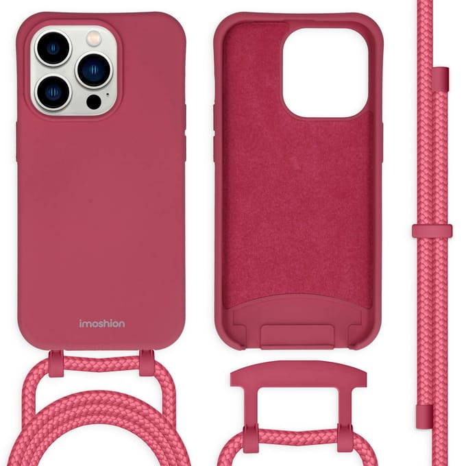 imoshion Hoesje - Geschikt voor Apple iPhone 14 Pro - Color Backcover met afneembaar koord - Red Raspberry