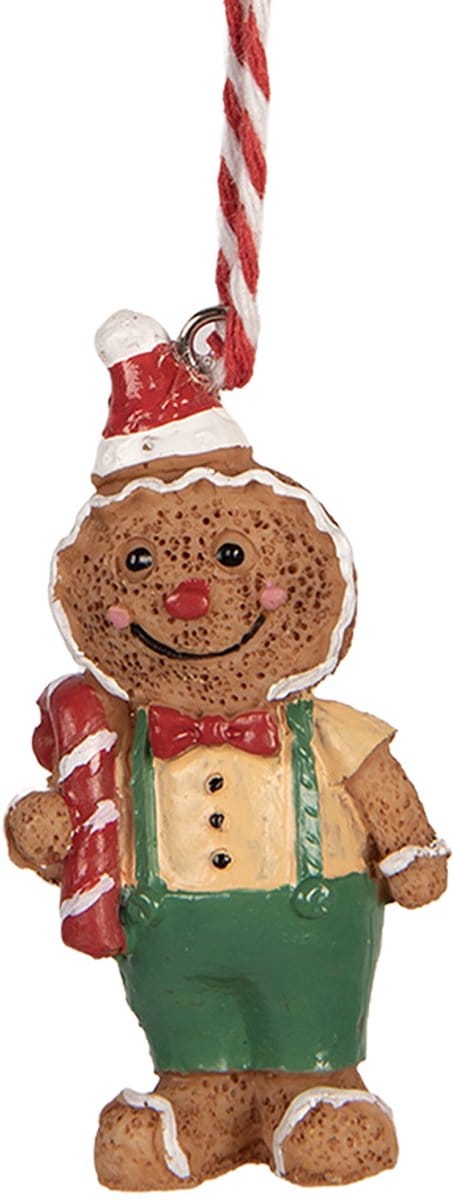 Clayre & Eef Kersthanger Gingerbread man 3x1x6 cm Bruin Kunststof