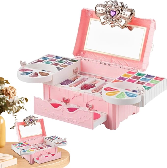Speel Make-up Set - Kindercosmetica - Doe Alsof Spel - Met Opbergkoffer - 18x17x14 cm - Veelkleurig