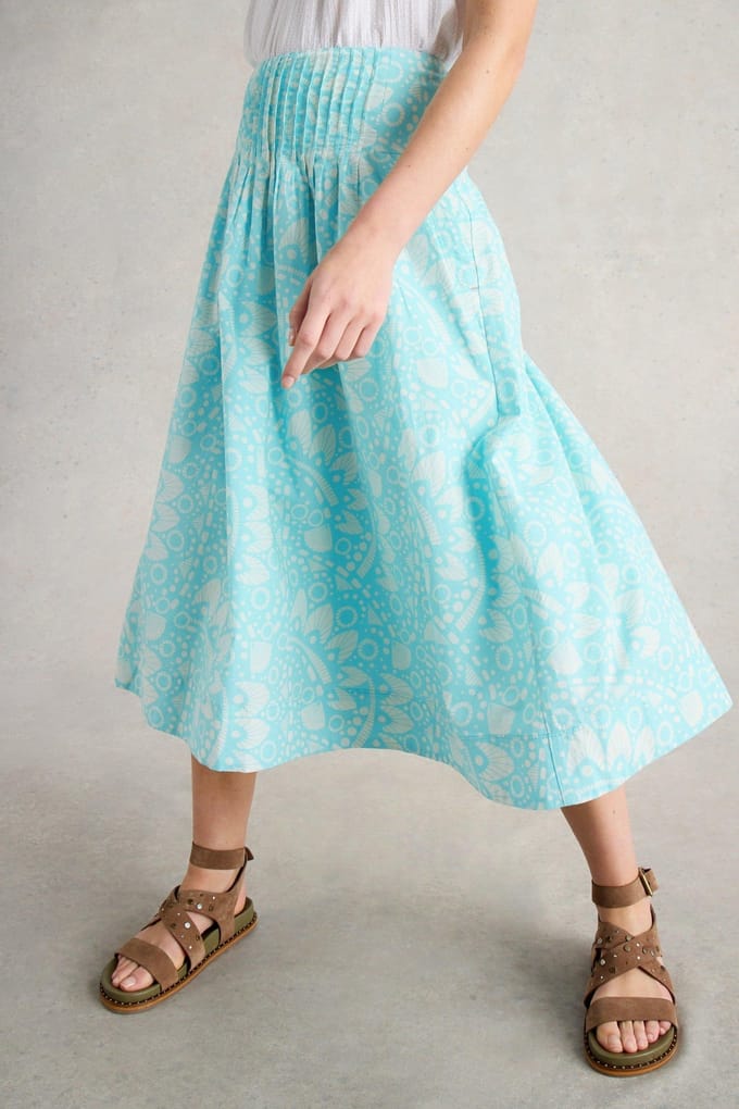 White Stuff Charlotte Midi Skirt Blue Print Taglia: 18 REGULAR | Minigonne Outlet | Donna | Blu