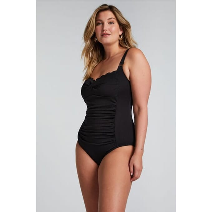Hunkemöller Dames Badmode Badpak Scallop - Zwart - Maat 36