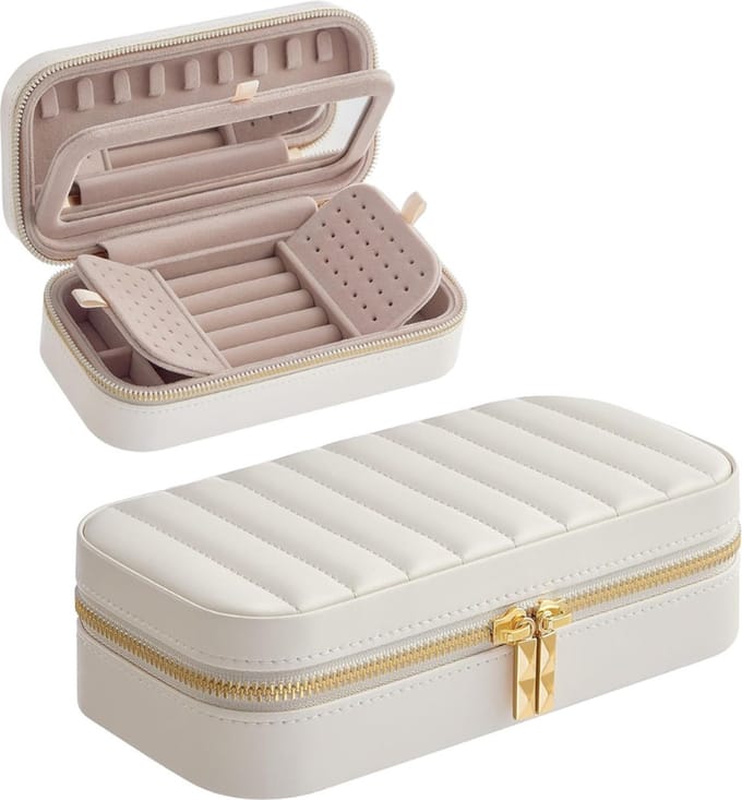 MIRA Home - Sieraaddoos - Leer - Wit - 10.5x20.5x6