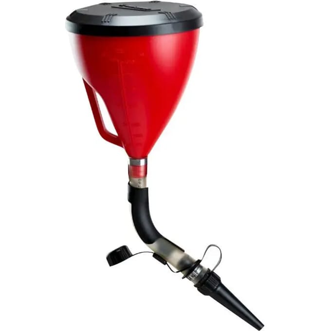 Plastic trechter met slang en stofkap. Polisport Prooctane