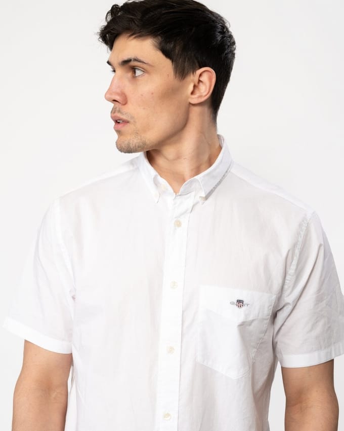 Gant Overhemd Short Sleeve Wit - Maat M - Heren - Overhemden Casual