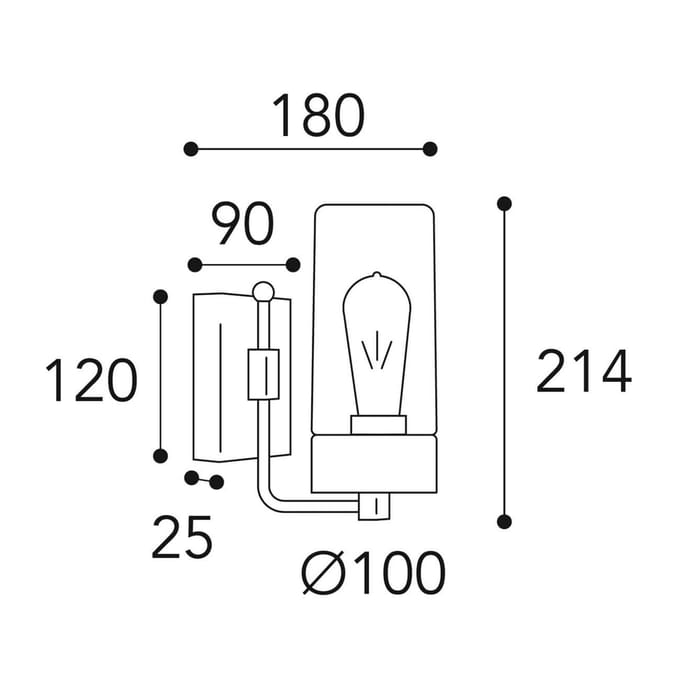 Moretti Luce Buitenwandlamp Silindar 3390,messing antiek/helder