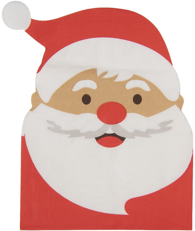 Clayre & Eef Servetten Papier Set van 20 Kerstman 33x33 cm Rood Papier