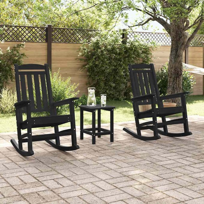 vidaXL Schommelstoel 2 pcs Zwart 92 x 70 x 108 cm Polyetheen