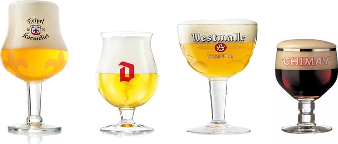 Bier glazen cadeau 4 stuks Karmeliet, Duvel, Westmalle, Chimay