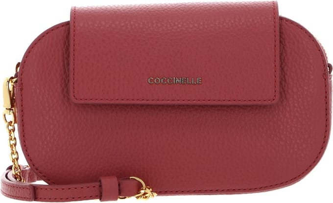 COCCINELLE Leren Schoudertas Faint Mini Bag Grained Leather Pot Lichtrood