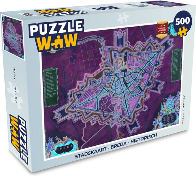 Puzzel Stadskaart - Breda - Historisch - Legpuzzel - Puzzel 500 stukjes - Plattegrond