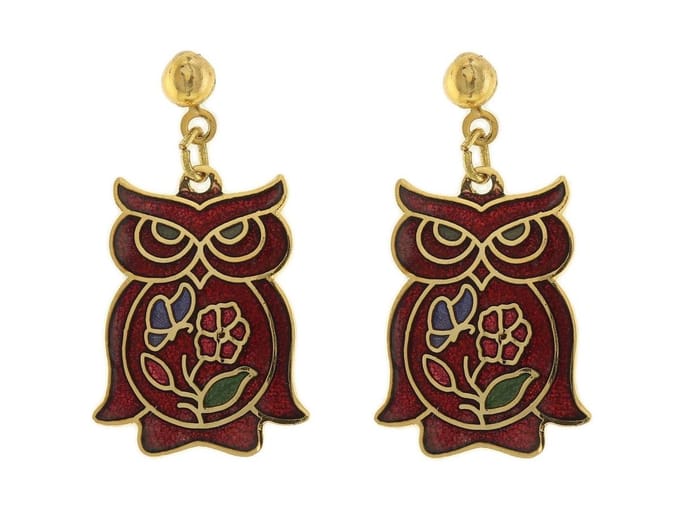 Behave - Oorhangers dames - uilenmotief - rood - 2,5 cm