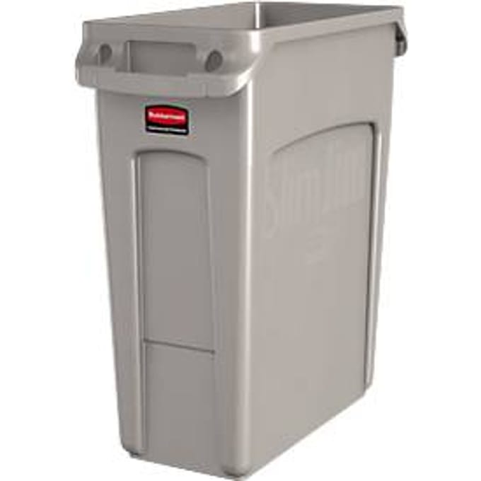Rubbermaid - Slim Jim met luchtsleuven 60 liter - Polyethylene - beige - Prullenbak