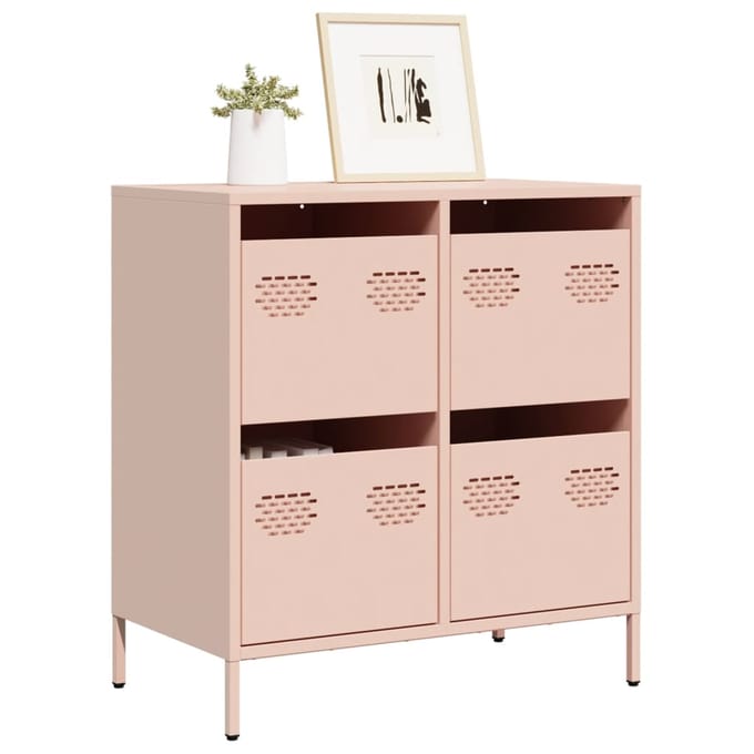 vidaXL - Dressoir - 68x39x73,5 - cm - koudgewalst - staal - roze
