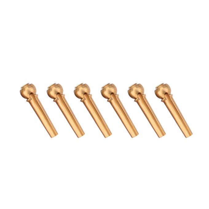 Lot de 6 chevilles de chevalet en laiton durable pour guitares folk, pièces de rechange(Or) brown