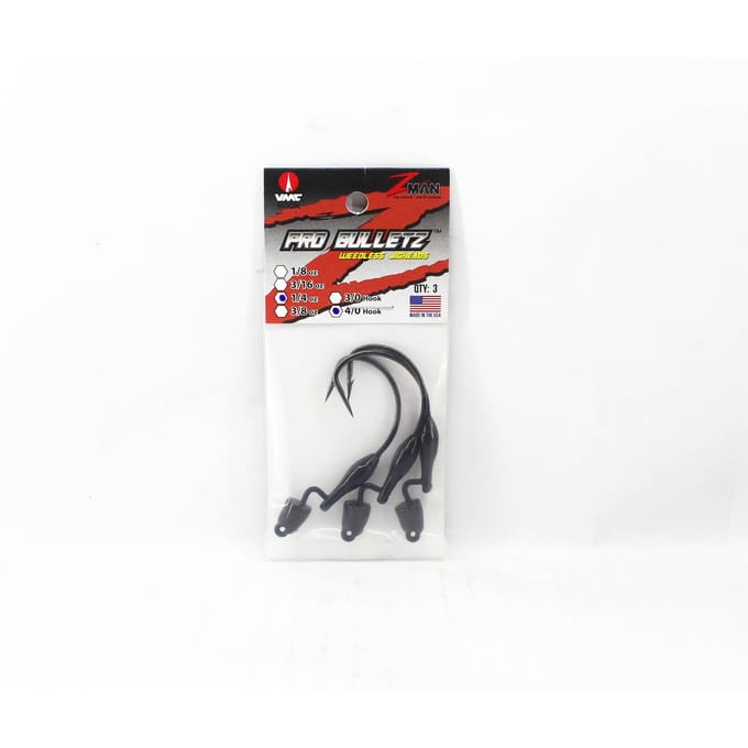 Zman Jighead Pro BulletZ 1/4 oz Maat 4/0 3 stuks Zwart (6053) white