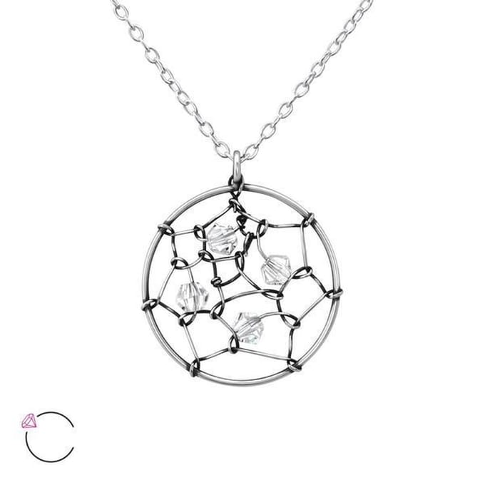 Amanto Ketting Elphi - 925 Zilver E-Coating - Swarovski - ∅17mm - 45cm