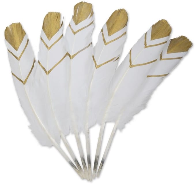 Veren wit/goud - set 6 stuks - 18cm
