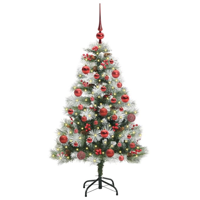 vidaXL - Kunstkerstboom - Groen - en - wit - 150 - cm - PVC - en - Metaal - en - Plastic
