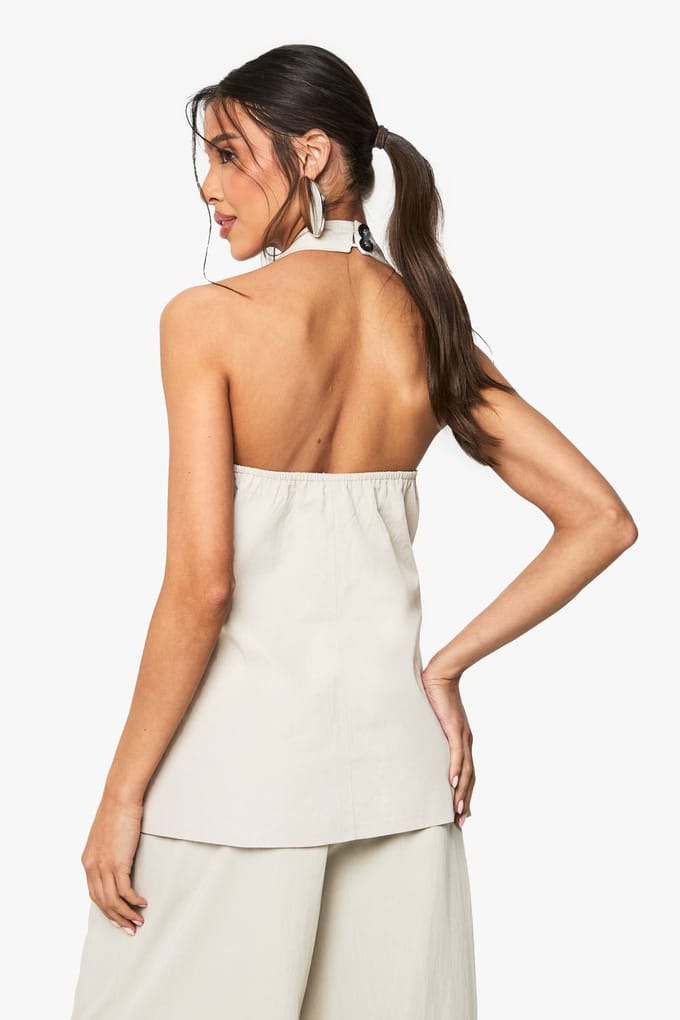 boohoo Dames Halternek Longline Getailleerd Vest | Steen | Maat: 40
