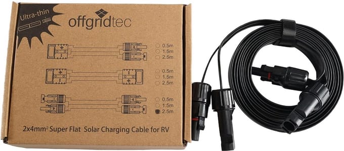 Vlakke Zonnepaneel Kabel MC4 naar MC4 Supervlak 4mm² 2.5 Meter