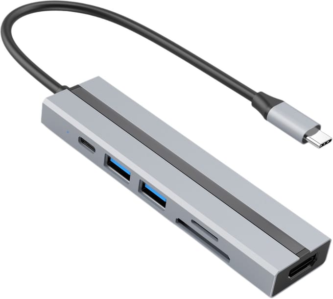 Nuvance Usb C Hub 3.0 – 6 Poorten - Usb Splitter - Usb C naar HDMI - Usb Hub 3.0 - Docking Station Laptop - Sd Card Reader - 4K